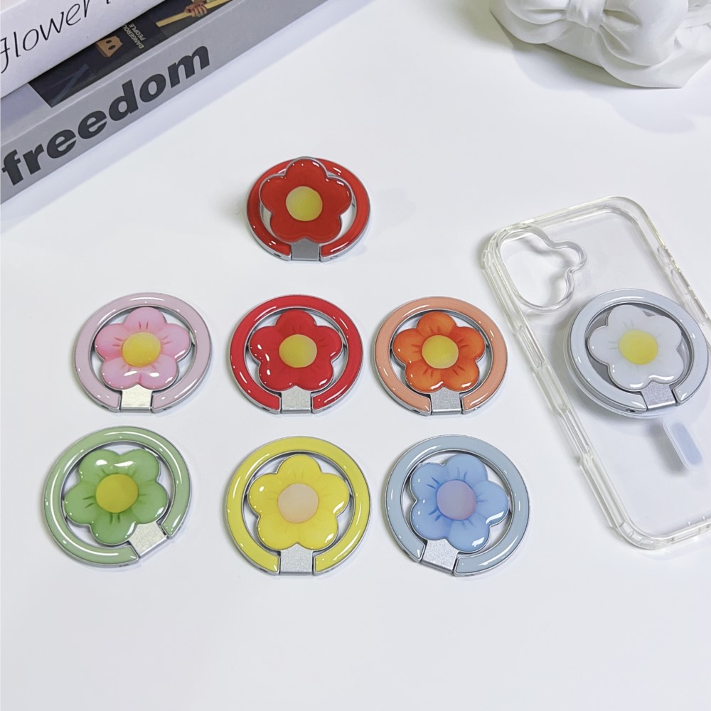 Women Fashion Rings - Flower Magnetic Foldable Kickstand Phone Ring