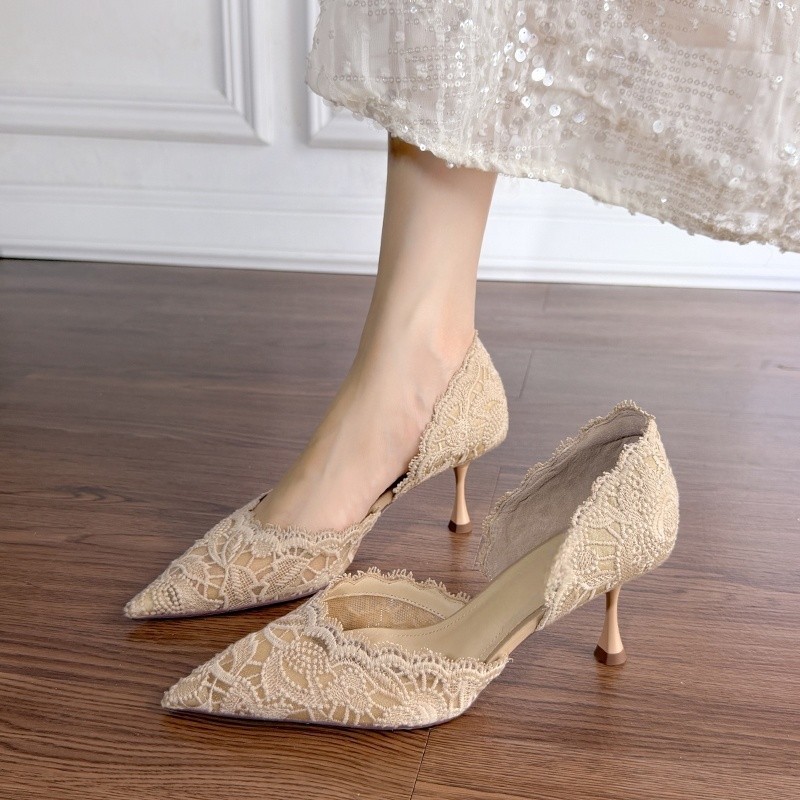 Floral Summer Dress - Luxury Hollow Lace Floral Thin Heels
