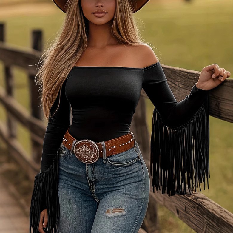 Women Clothes Blouse Fringe De - Women Fashion Style 评论和价格