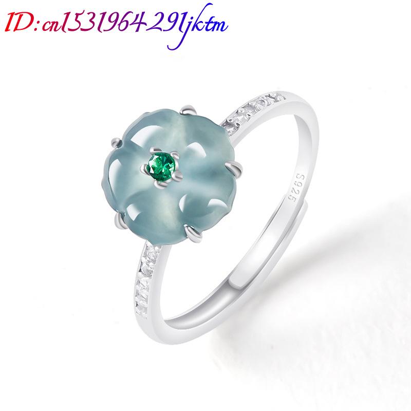 Blue Burmese Jadeite Flower Ri - Women Fashion Rings 评论和价格