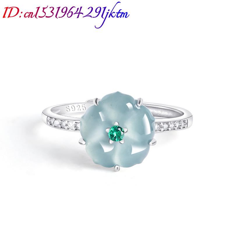 Blue Burmese Jadeite Flower Ri - Women Fashion Rings 评论和价格