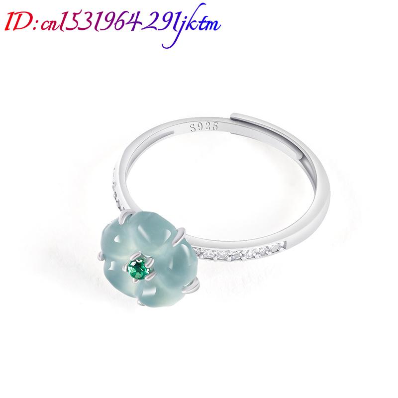 Blue Burmese Jadeite Flower Ri - Women Fashion Rings 评论和价格