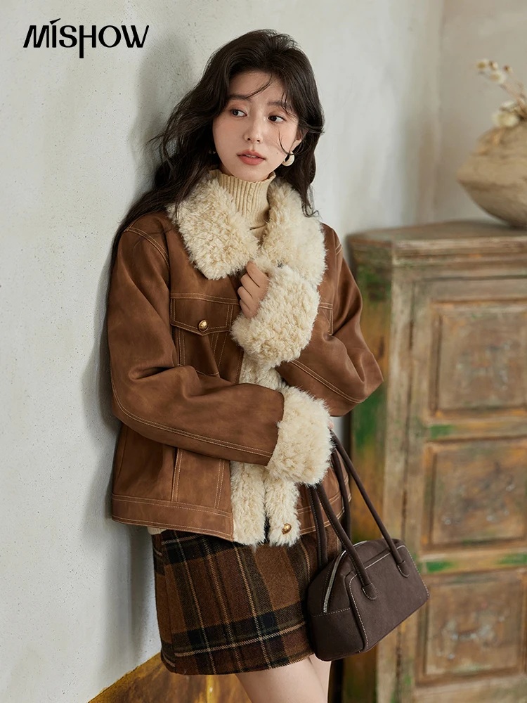 MISHOW Leather Fur Jacket Wome - Women'S Fashion Leather Jacket 评论和价格