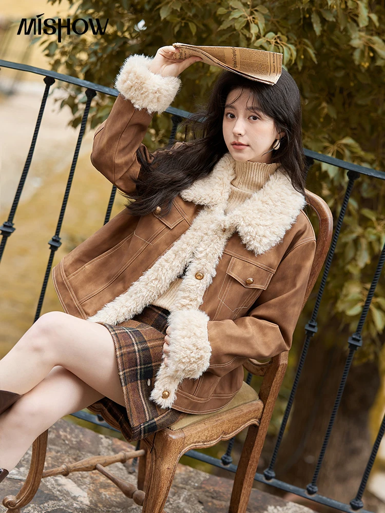 MISHOW Leather Fur Jacket Wome - Women'S Fashion Leather Jacket 评论和价格