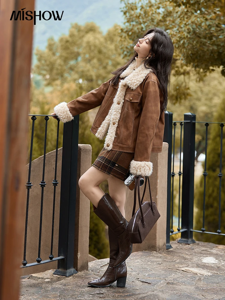 MISHOW Leather Fur Jacket Wome - Women'S Fashion Leather Jacket 评论和价格