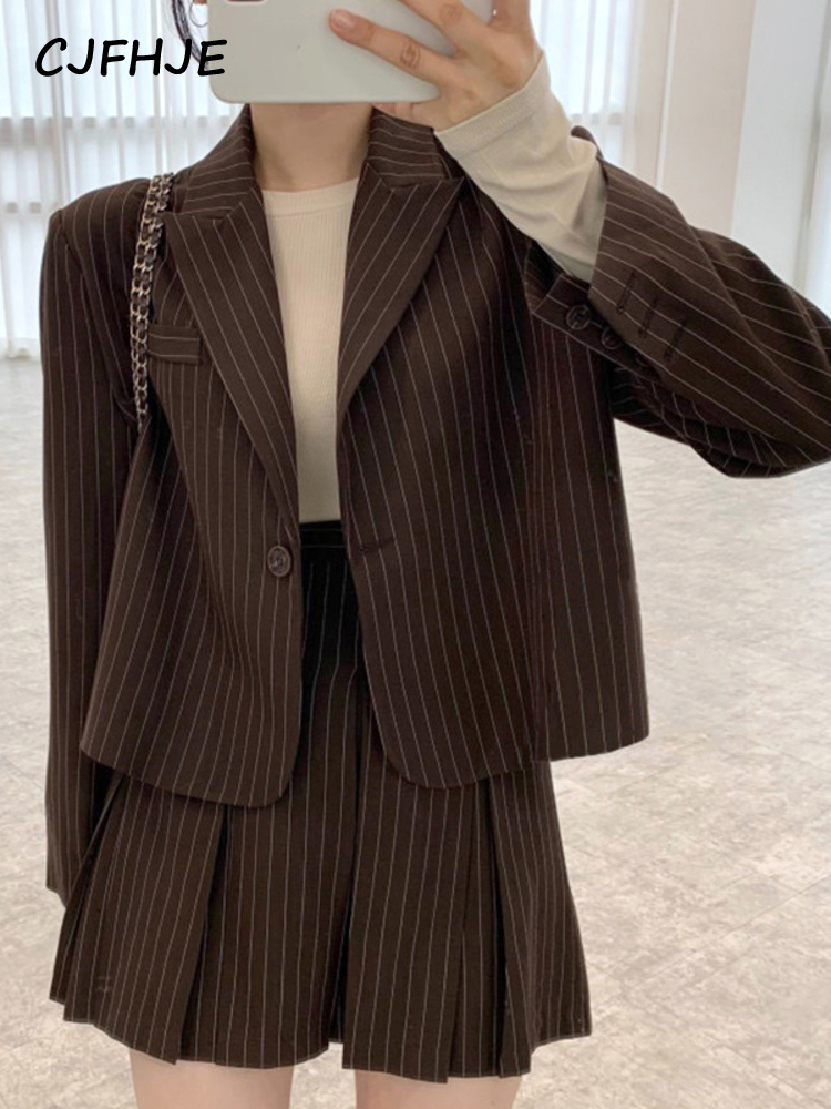 CJFHJE Fashion Stripe Blazer W - Women'S Fashion Leather Jacket 评论和价格