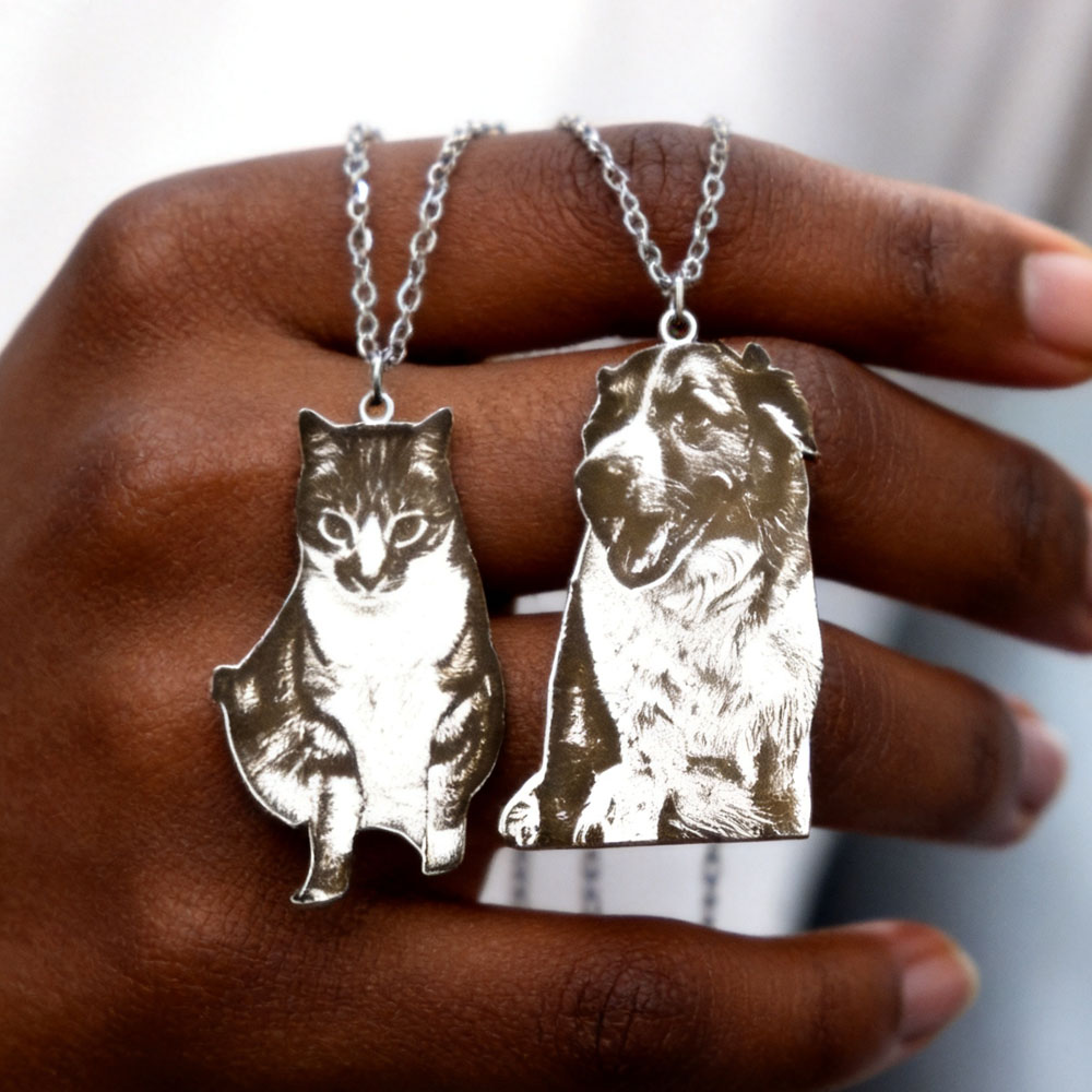 Custom Engrave Pet Photo Neckl - Xl Women'S Fashion 评论和价格
