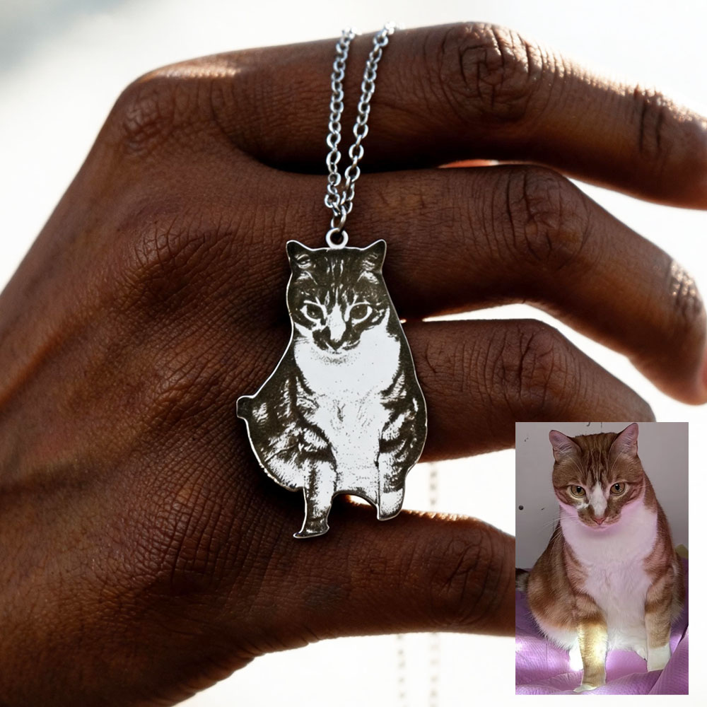 Custom Engrave Pet Photo Neckl - Xl Women'S Fashion 评论和价格