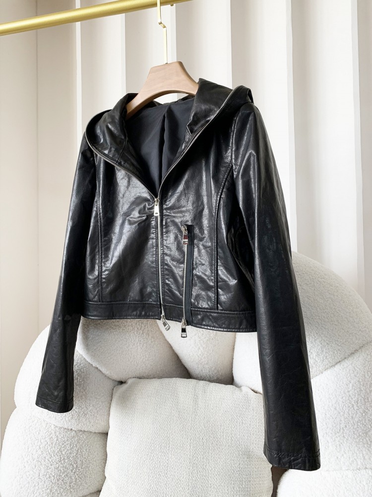 Autumn Casual Women Fashion Zi - Women'S Fashion Leather Jacket 评论和价格