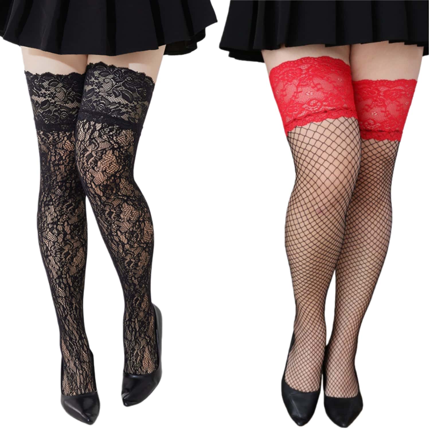 Plus Size Lace Mesh Long Stock - Xxl Women Fashion 评论和价格