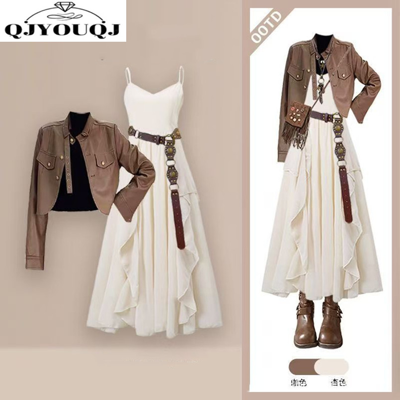 Fashion Women's Set Spring and - Women'S Fashion Leather Jacket 评论和价格