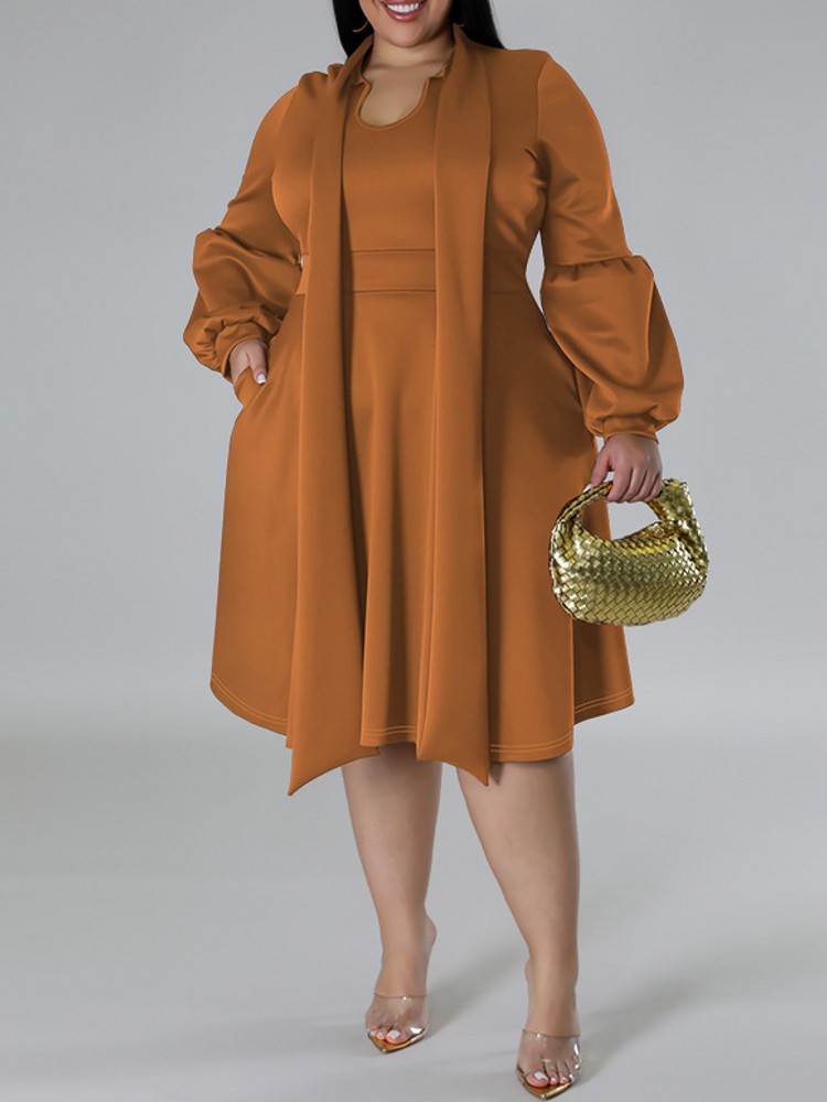 XL-5XL Plus Size Elegant Midi  - Xl Women'S Fashion 评论和价格