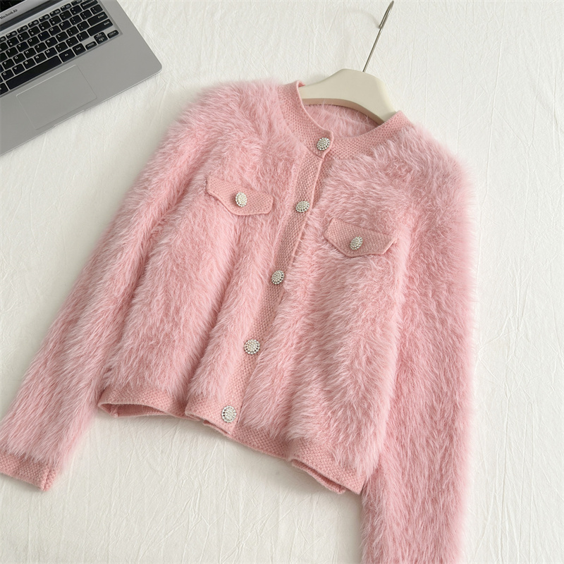 Mohair Jacquard Knit Sweate Ca - Xl Women'S Fashion 评论和价格