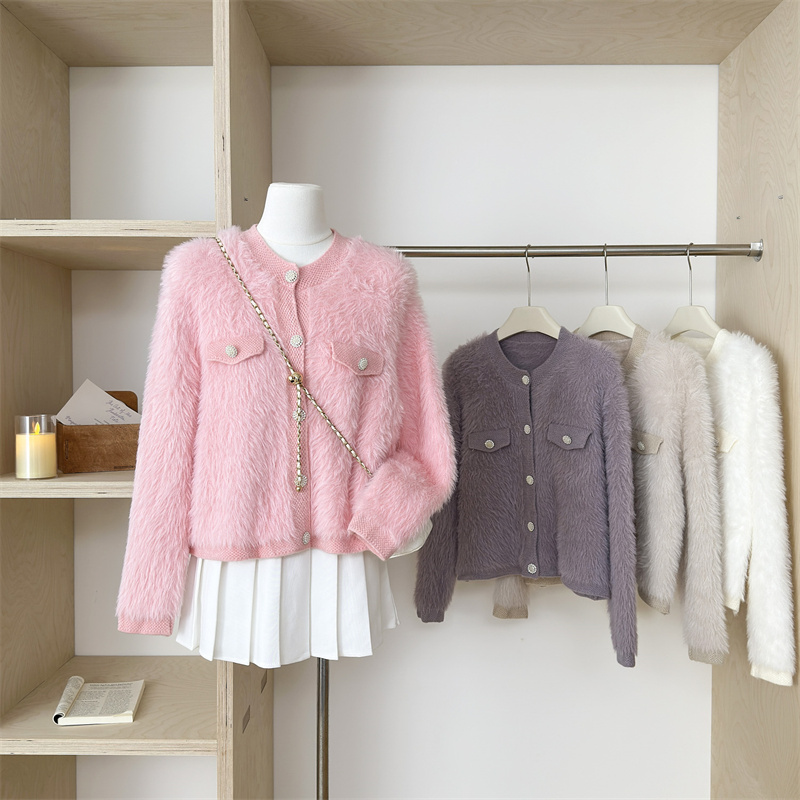 Mohair Jacquard Knit Sweate Ca - Xl Women'S Fashion 评论和价格