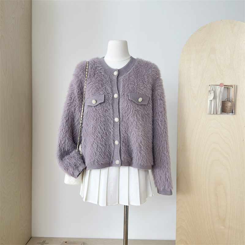 Mohair Jacquard Knit Sweate Ca - Xl Women'S Fashion 评论和价格